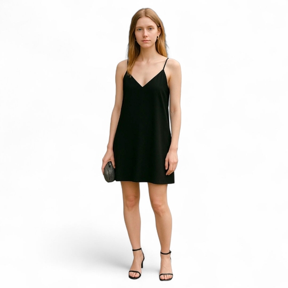 Aritzia Babaton Black Mini Dress - 90s Sweetheart Neck Racerback Women's Sz S - Picture 1 of 9